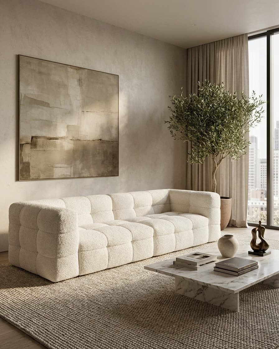 Ivory Block Sofa